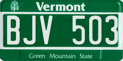 VT license plate BJV503