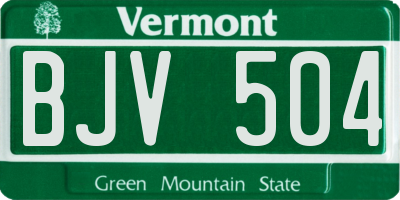 VT license plate BJV504