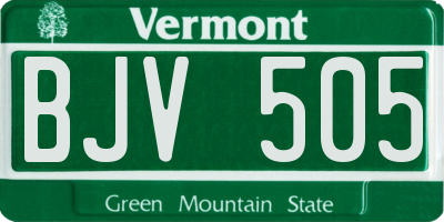 VT license plate BJV505