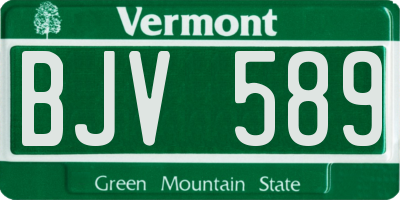 VT license plate BJV589