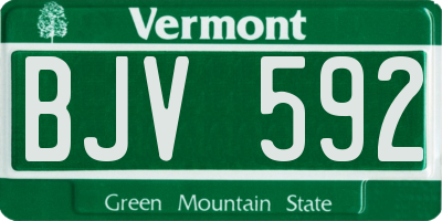 VT license plate BJV592