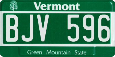 VT license plate BJV596