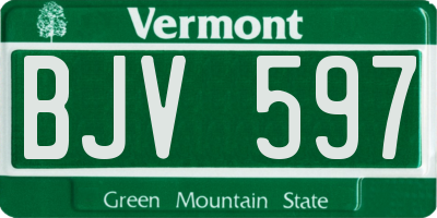 VT license plate BJV597