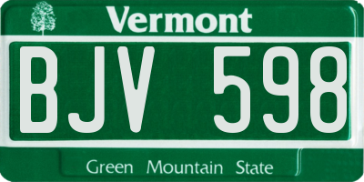VT license plate BJV598