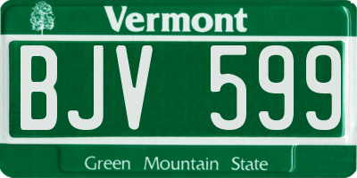VT license plate BJV599