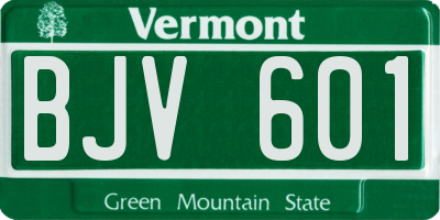 VT license plate BJV601