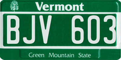 VT license plate BJV603