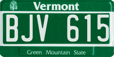 VT license plate BJV615