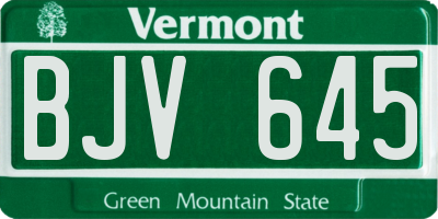 VT license plate BJV645