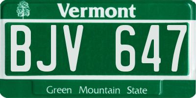 VT license plate BJV647