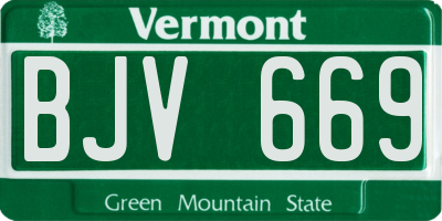 VT license plate BJV669