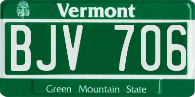 VT license plate BJV706