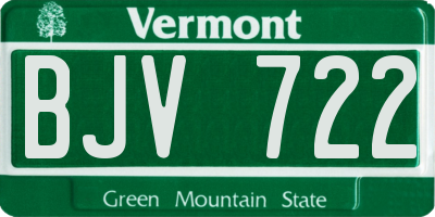 VT license plate BJV722