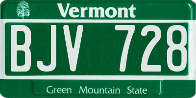 VT license plate BJV728