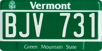 VT license plate BJV731