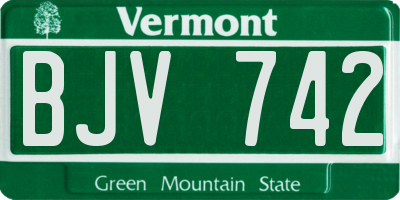 VT license plate BJV742