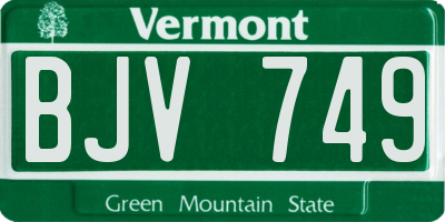 VT license plate BJV749