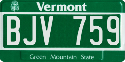 VT license plate BJV759