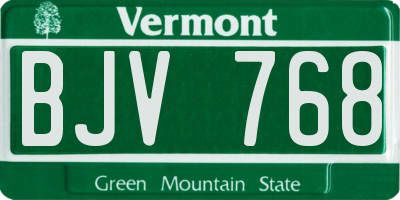 VT license plate BJV768