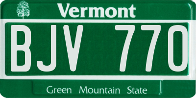 VT license plate BJV770