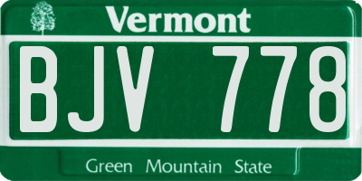 VT license plate BJV778