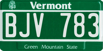 VT license plate BJV783