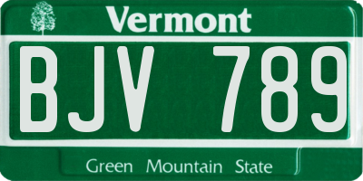 VT license plate BJV789