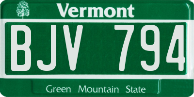 VT license plate BJV794