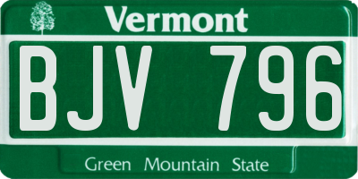 VT license plate BJV796