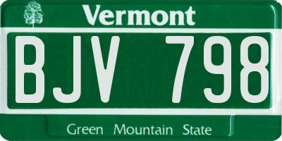 VT license plate BJV798