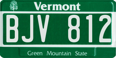 VT license plate BJV812
