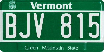 VT license plate BJV815