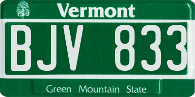 VT license plate BJV833
