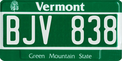 VT license plate BJV838