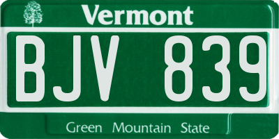 VT license plate BJV839
