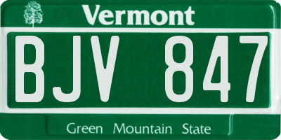 VT license plate BJV847
