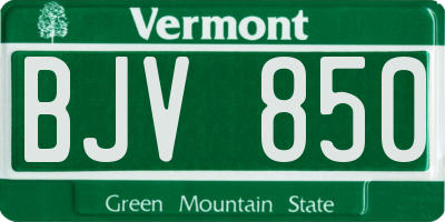 VT license plate BJV850