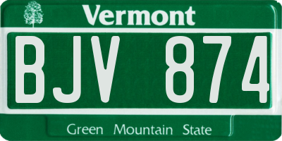 VT license plate BJV874