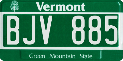 VT license plate BJV885