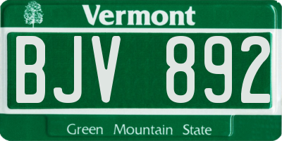 VT license plate BJV892