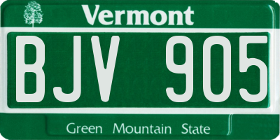 VT license plate BJV905