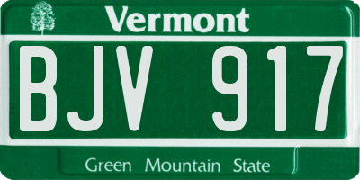 VT license plate BJV917