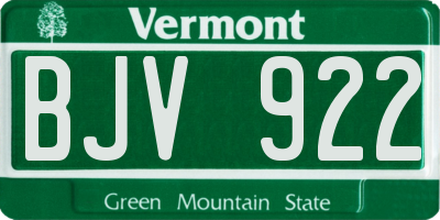 VT license plate BJV922