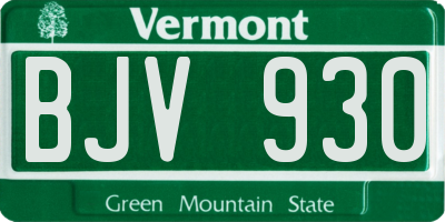 VT license plate BJV930
