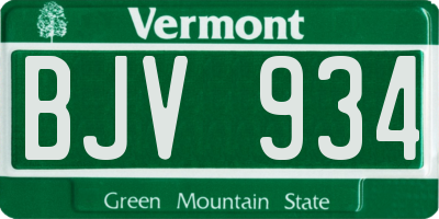 VT license plate BJV934