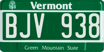 VT license plate BJV938