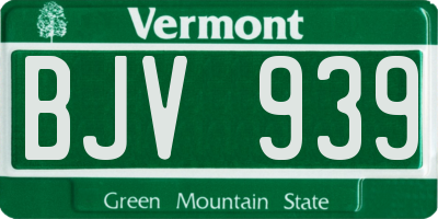 VT license plate BJV939