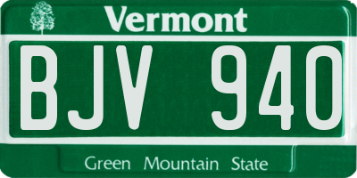 VT license plate BJV940
