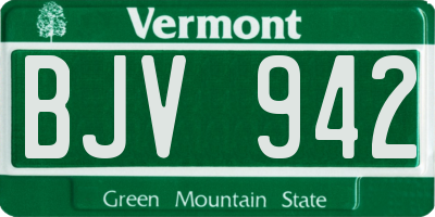 VT license plate BJV942