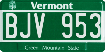 VT license plate BJV953